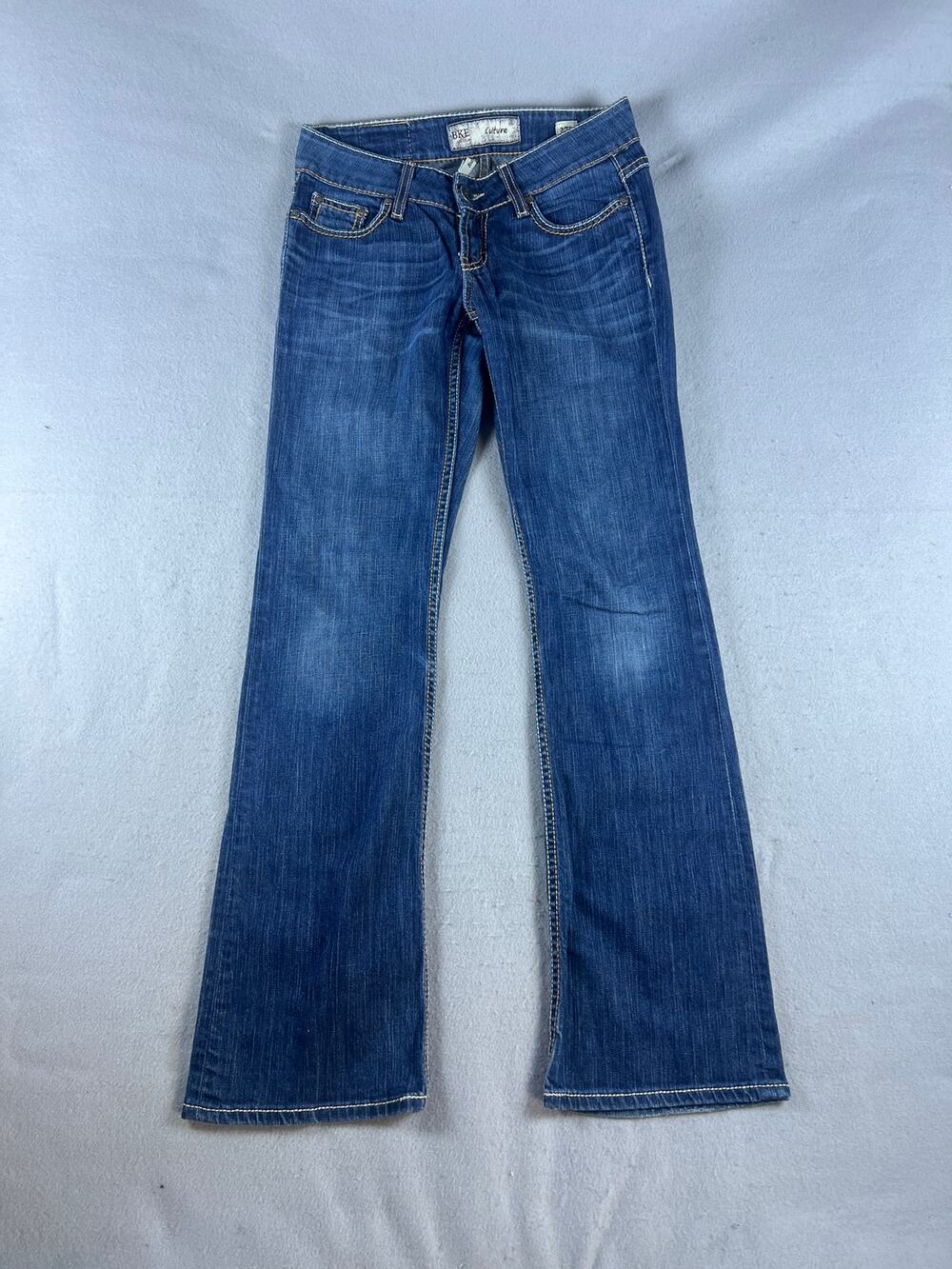BKE Culture Jeans Womens 27R Blue Bootcut Low Rise Medium Wash Denim Embellished